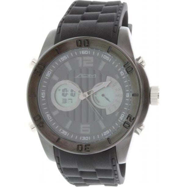 American Design Machine Men's Quartz Stainless Steel and Silicone Sports Watch, Color: Black - Designer Gifts