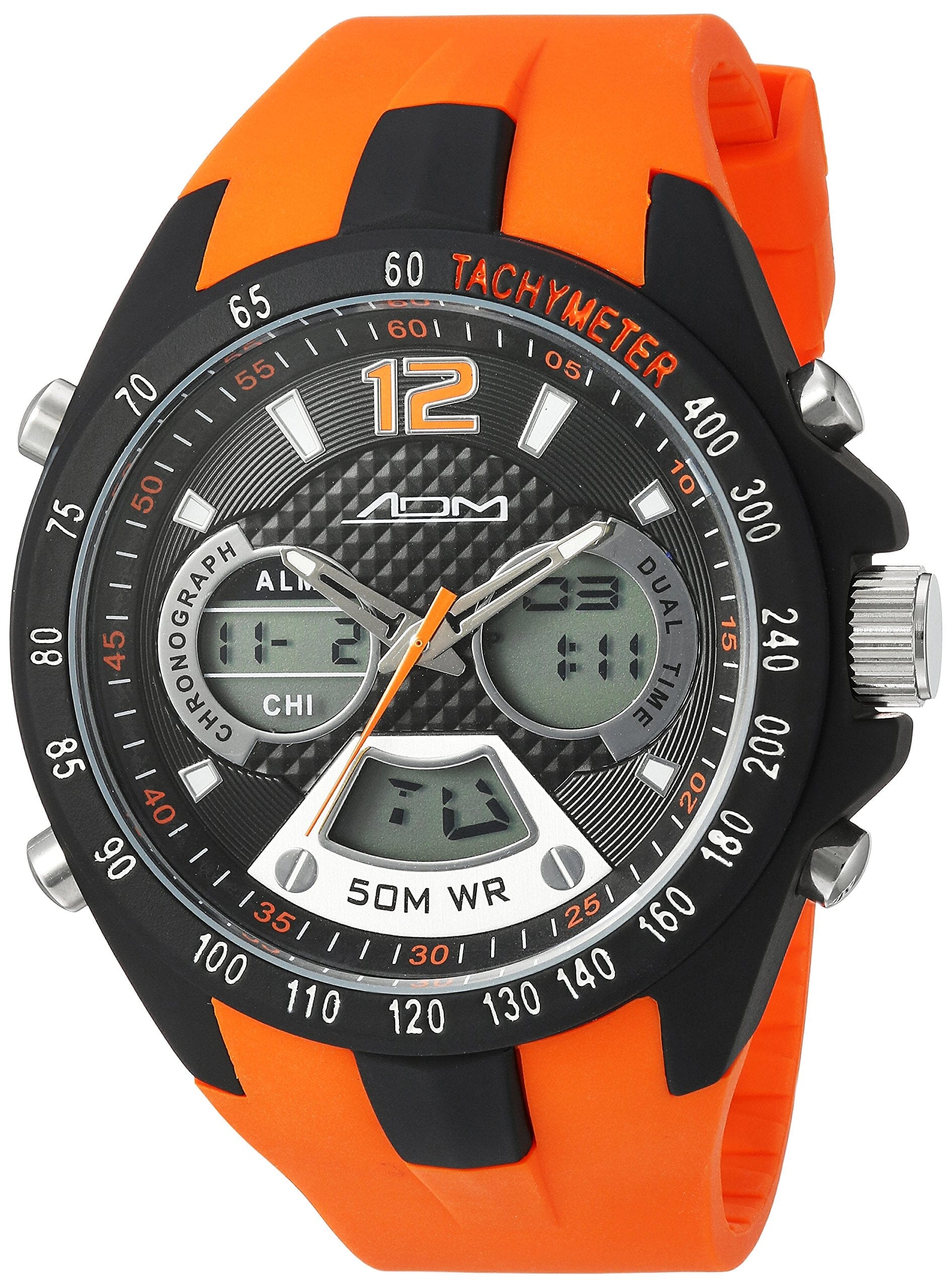 American Design Machine Men's ADS 4005 ORG Philadelphia Analog-Digital Display Japanese Quartz Orange Watch - Designer Gifts