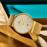 Danish Design White Dial Gold Tone Stainless Steel Quartz Men's Watch - Designer Gifts