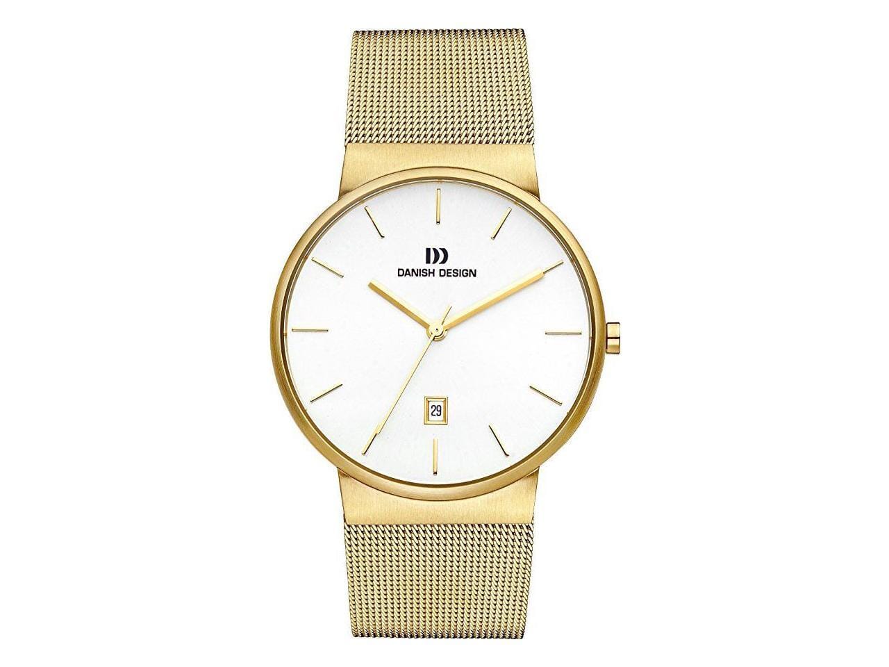 Danish Design White Dial Gold Tone Stainless Steel Quartz Men's Watch - Designer Gifts