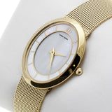 Danish DesignMOP Dial Gold Tone Stainless Steel Quartz Women's Watch - Designer Gifts