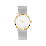 Danish Design Two Tone Silver Tone Gold Bezel White Dial SS Stainless Steel Mesh Women's Watch - Designer Gifts