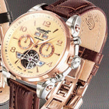 Men's San Bernardino Automatic Stainless Steel Watch with Brown Leather Band - Designer Gifts