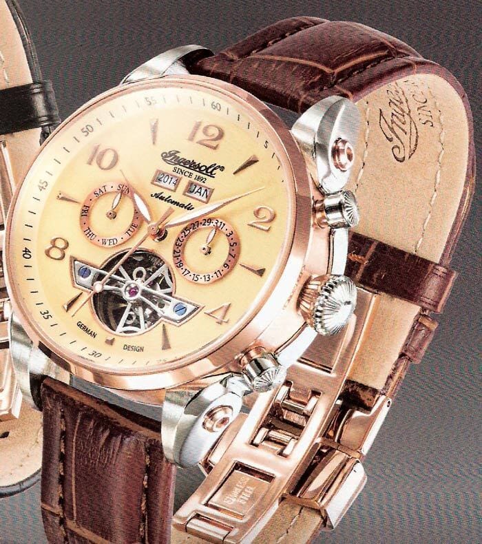 Men's San Bernardino Automatic Stainless Steel Watch with Brown Leather Band - Designer Gifts
