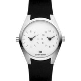 Danish Design Leather Band Stainless Steel Women's Watch Dual Time