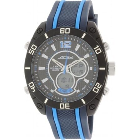 American Design Machine Men's 'Indianapolis' Quartz Stainless Steel and Silicone Sport Watch, Color:Blue - Designer Gifts