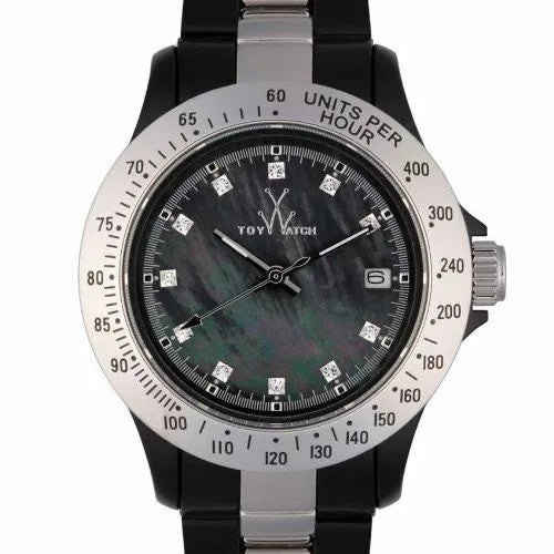 Toy Watch Women's 21207-SL heavy metal ceramic watch with black band and mother-of-pearl dial, jewelry and watch accessory.