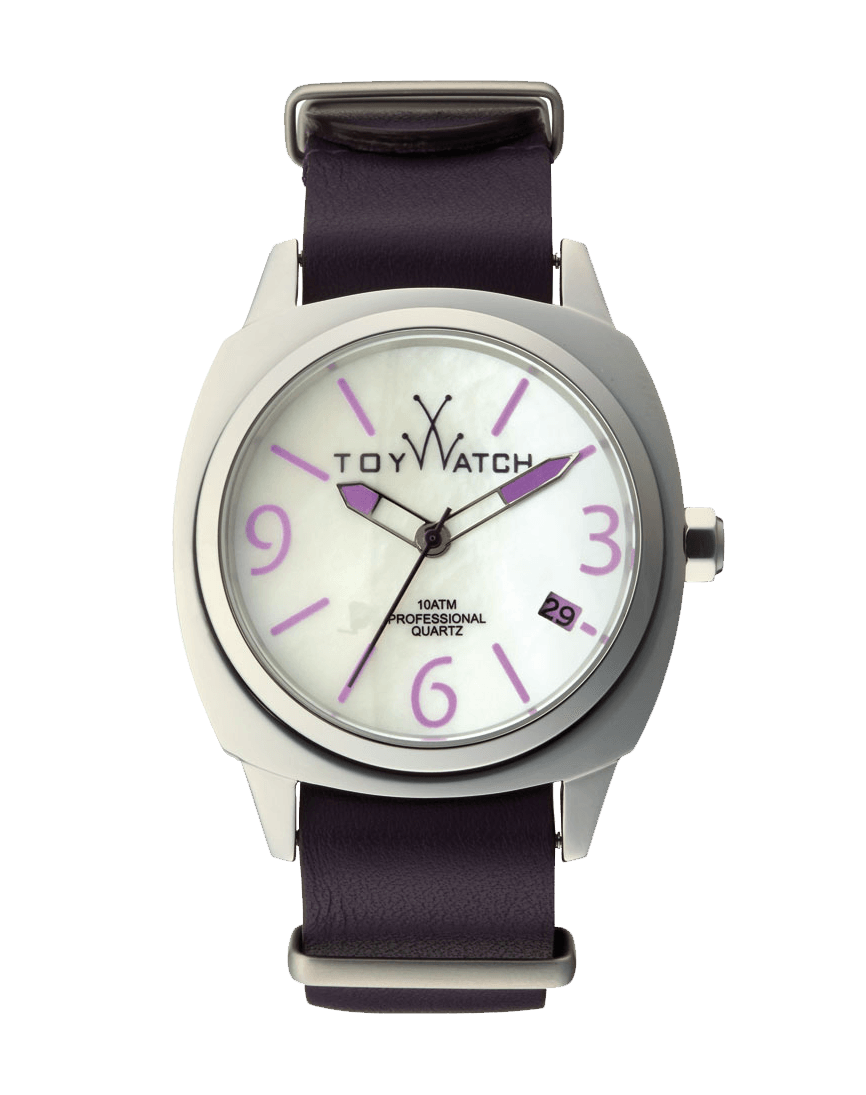 ToyWatch ICON ONLY TIME White Mop Dial watch featuring a sleek white dial and minimalist design.
