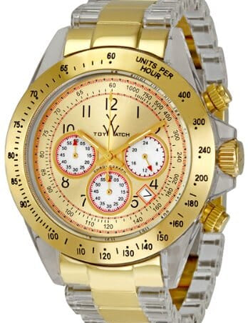 Unisex Toy Watch Chronograph in gold heavy metal with sleek design and multiple dials, model 16218-GD.