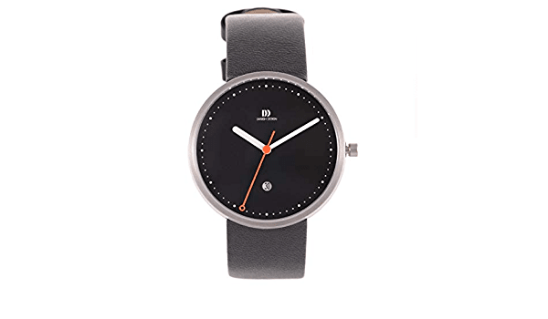 Danish Design black dial steel quartz leather men's watch with classic style and minimalist design.
