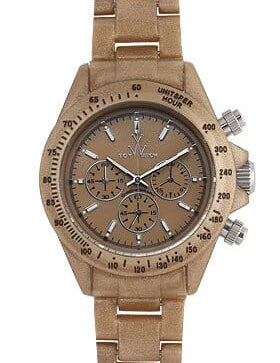 Brown dial Toy Watch Plateramic plastic chronograph quartz ladies watch with a sleek design and comfortable strap.