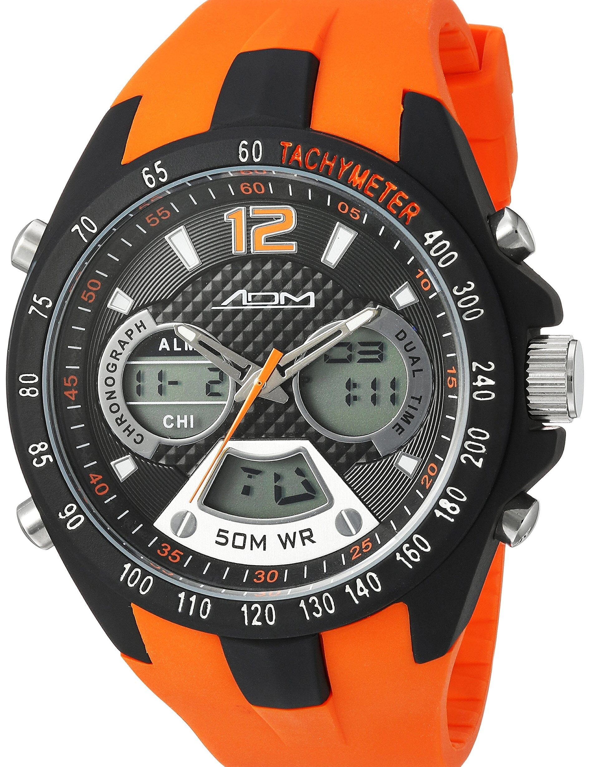 American Design Machine Men's ADS 4005 ORG Philadelphia Analog-Digital Display Japanese Quartz Orange Watch - Designer Gifts