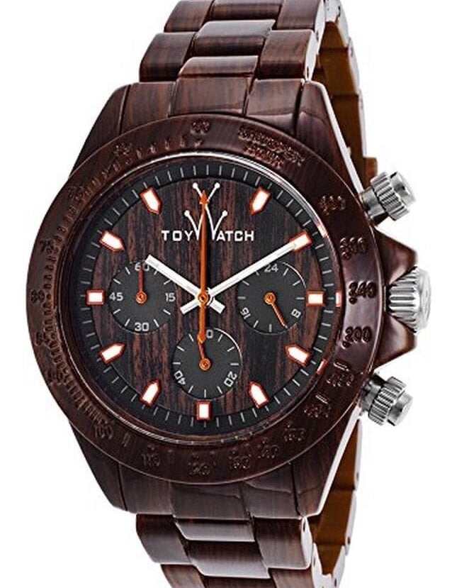 Unisex Toy Watch Imprint "Wood Print" 41mm chronograph by Designer Gifts, showing the wood-textured dial and stainless steel case.