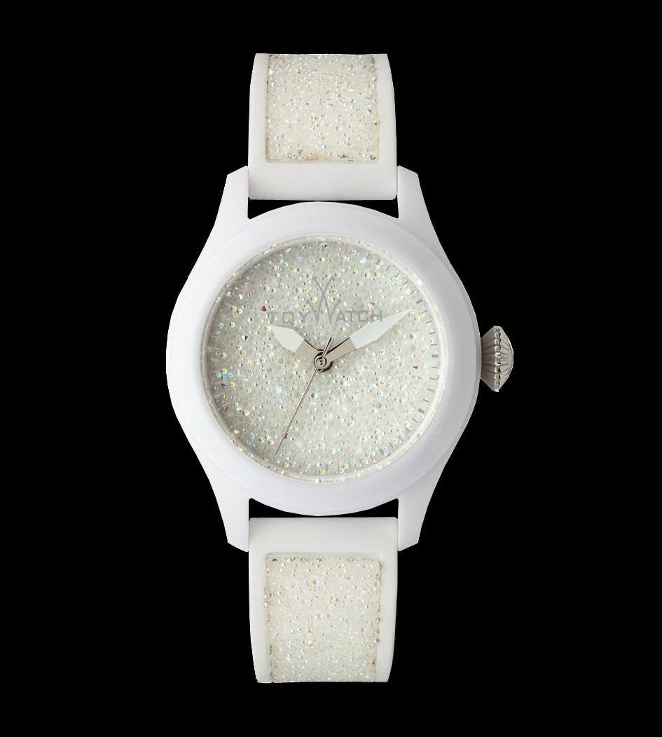 ToyWatch Glitter White watch with a sparkling white dial and sleek design, featuring a modern, stylish look.