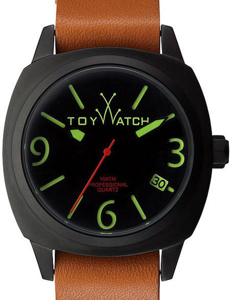 Toy Watch Icon Watch IC02BK in black with brown accents, featuring a sleek design and durable strap, perfect for kids and collectors.
