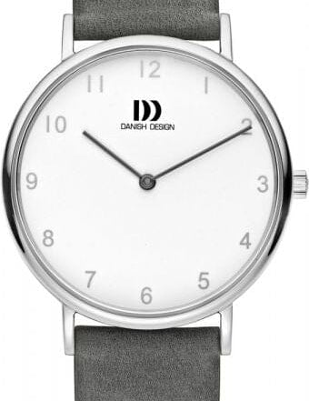 White leather Danish Design watch with a 36mm face, featuring a sleek and minimalist style.