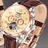 Men's San Bernardino Automatic Stainless Steel Watch with Brown Leather Band