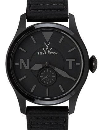 Black aviator-style men's Toy Watch by Designer Gifts, featuring a sleek design and black dial with silver accents.