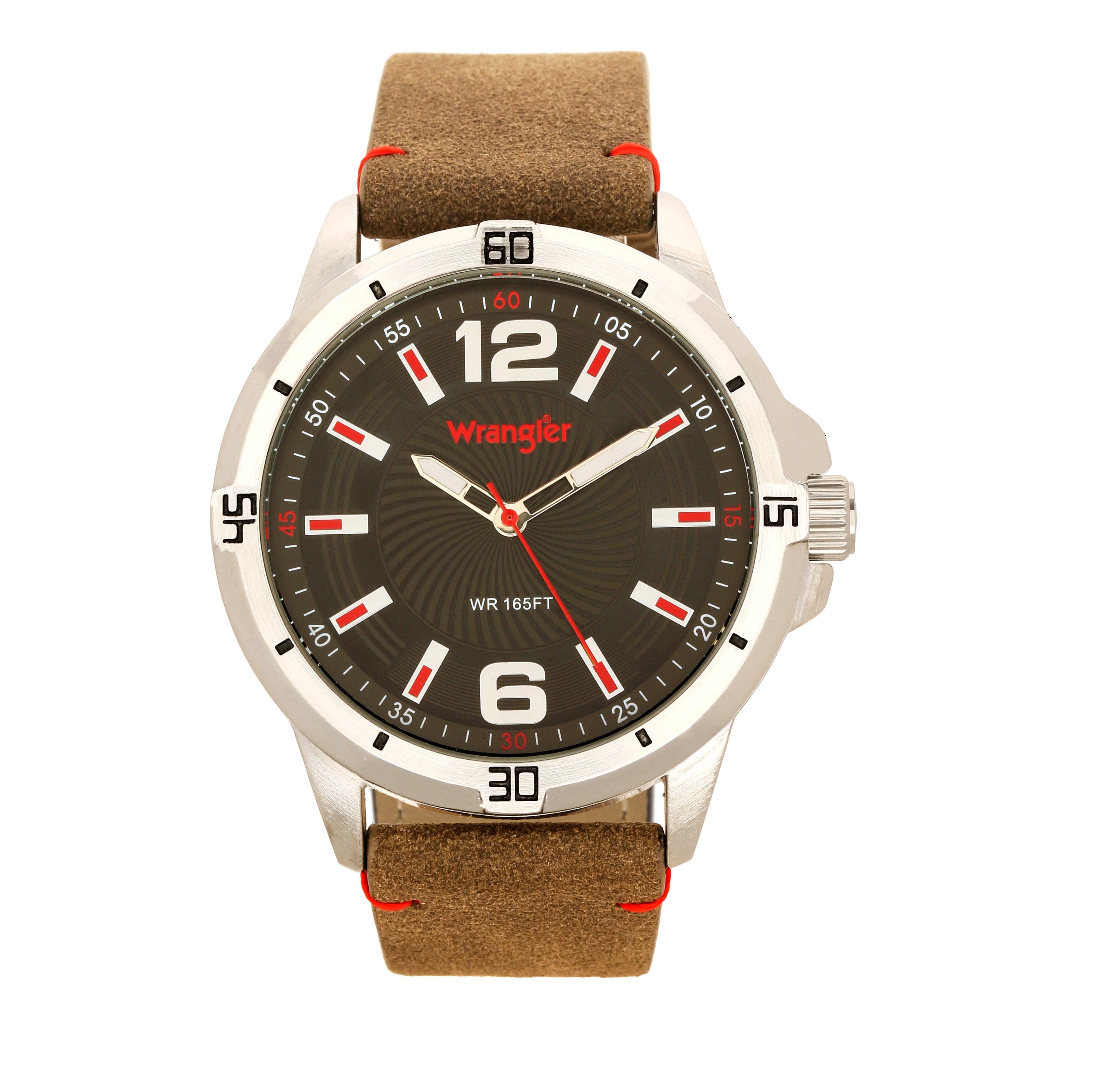 Wrangler WRT5502-1B3 men's watch with black dial, metal band, and chronograph features.