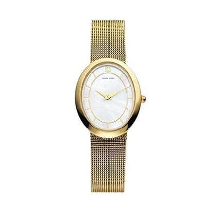 Danish DesignMOP Dial gold-tone stainless steel women's quartz watch with sleek design and elegant details.