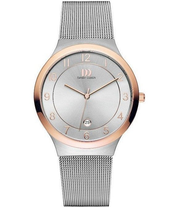 Danish Design Mesh Band Stainless Steel Men's Watch Rose Gold Accent