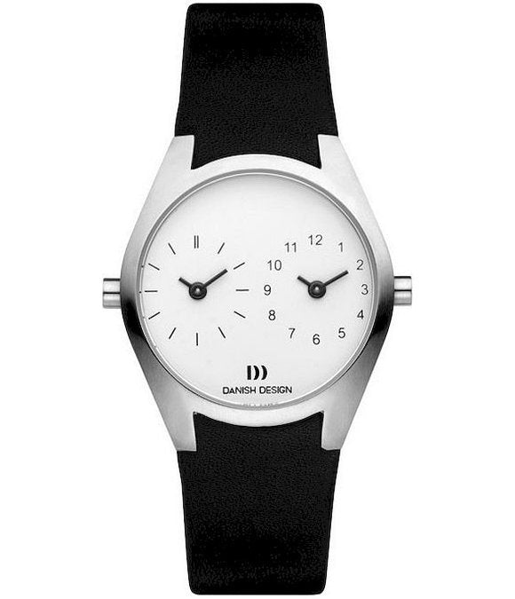 Danish Design Leather Band Stainless Steel Women's Watch Dual Time