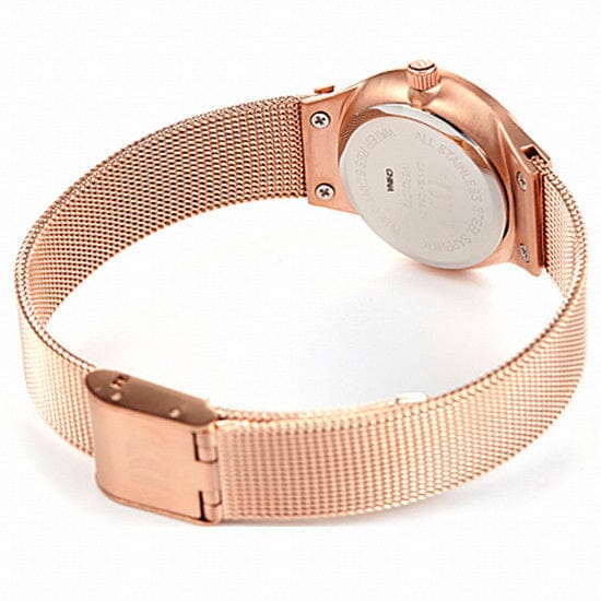 Danish Design women's rose gold-tone steel quartz watch with MOP dial, 26mm bracelet and case, elegant and stylish accessory.