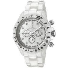 Women's Toy Watch by Designer Gifts featuring a fluo pearly white chronograph with crystal accents and pearlized ceramic finish.