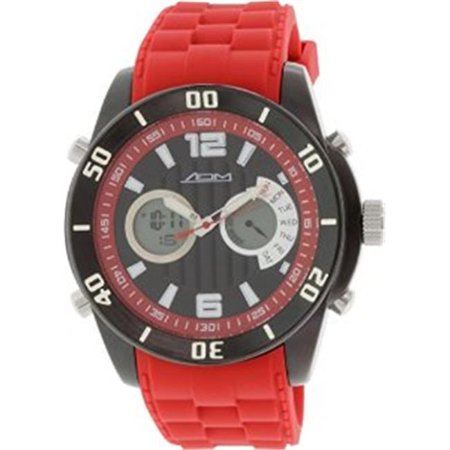 American Design Machine Men's New York Quartz Stainless Steel and Silicone Sport Watch, Color: Red