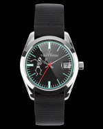 ToyWatch ToyPulp Champagne Dial green watch with a round face and black strap, showcasing the stylish design.