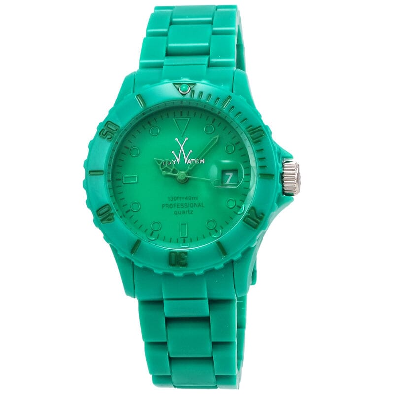 ToyWatch women's quartz watch with a clear plastic strap, featuring a round dial and minimalist design.
