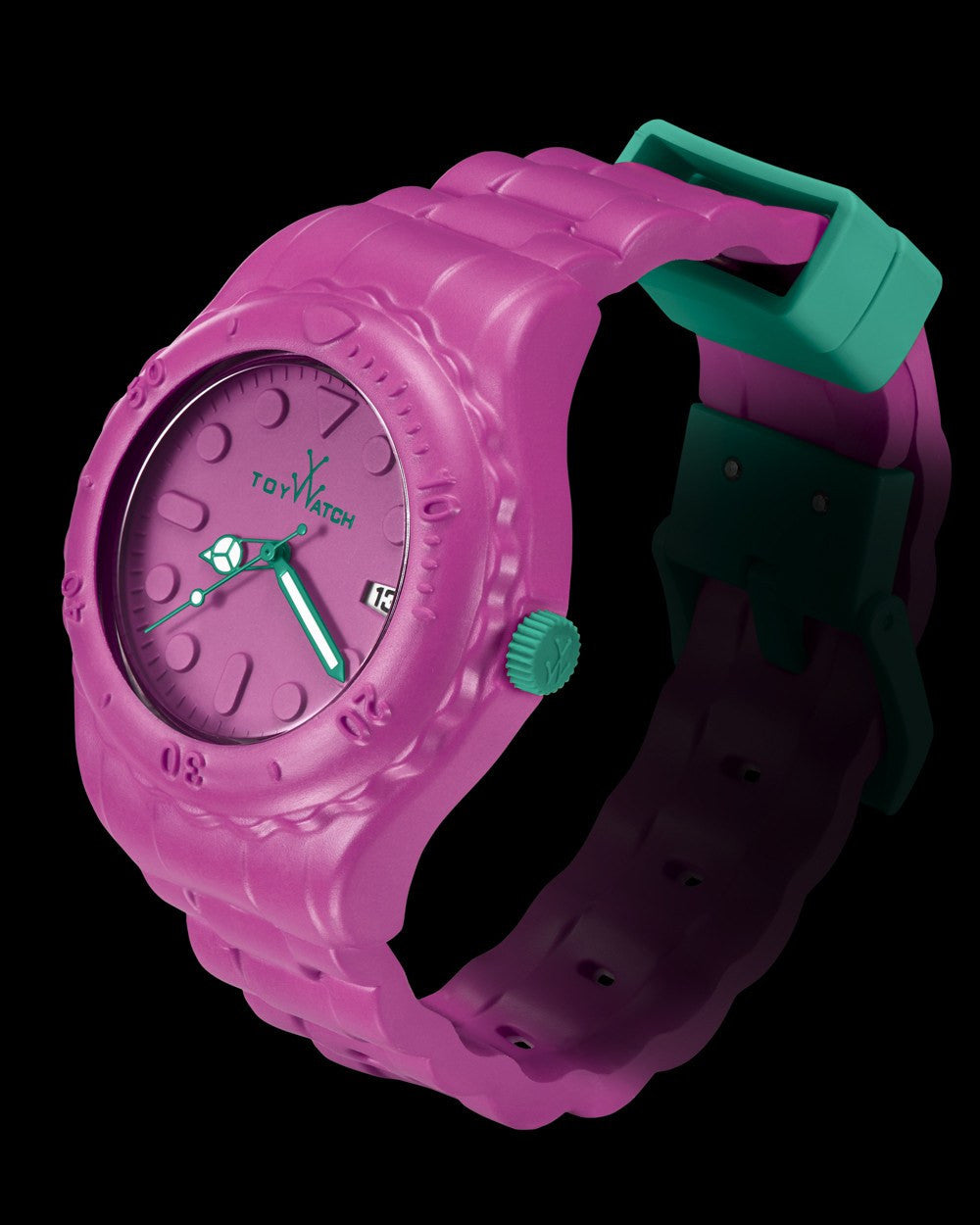 ToyWatch TOYFLOAT Pink watch with a sleek round face and pink strap, stylish accessory for casual and everyday wear.