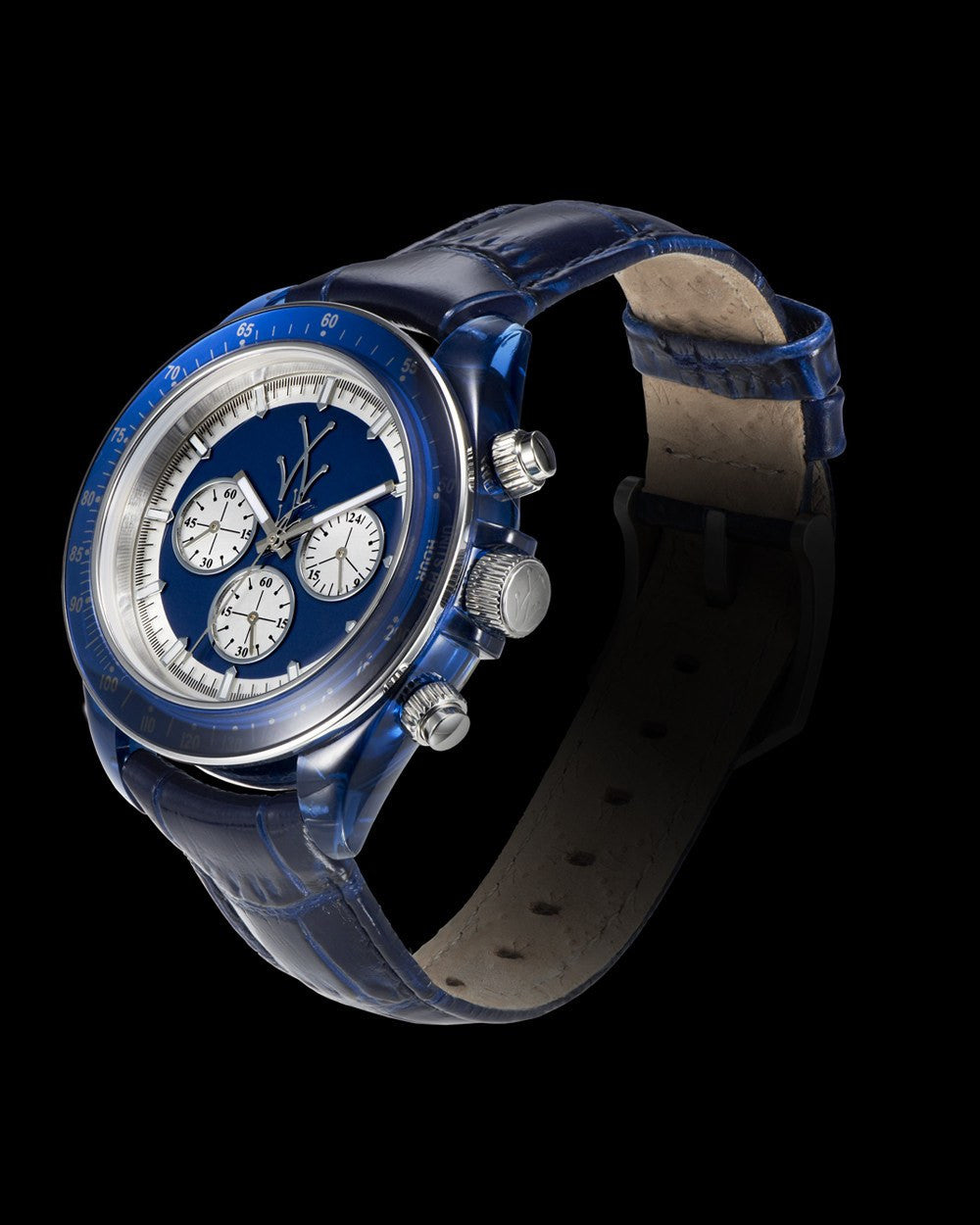 Blue ToyWatch TOYGLASS watch with round dial and metal band, featuring a stylish and modern design.