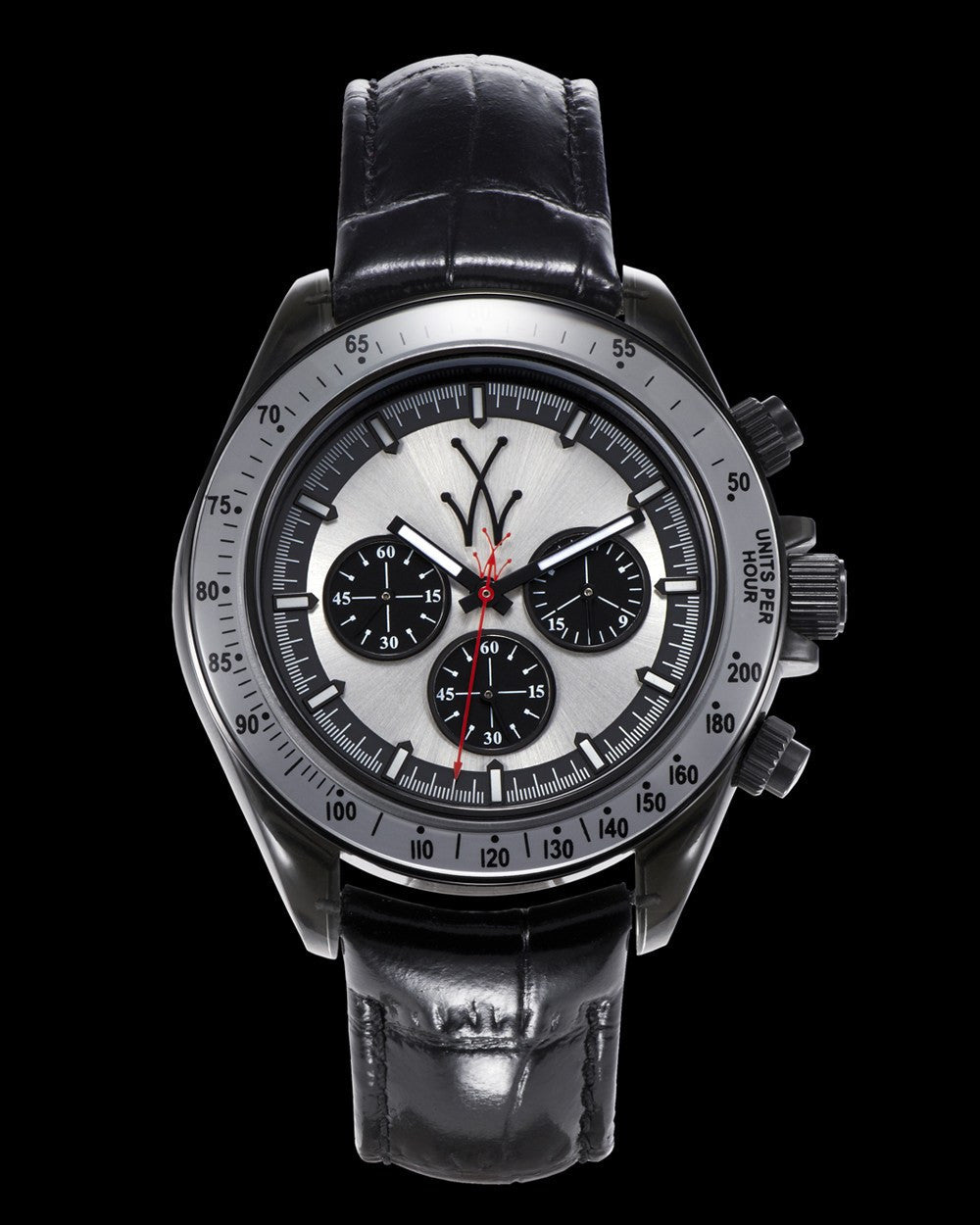 ToyWatch ToyGlass black and silver watch with round dial and metal band, showcasing a modern, stylish design.