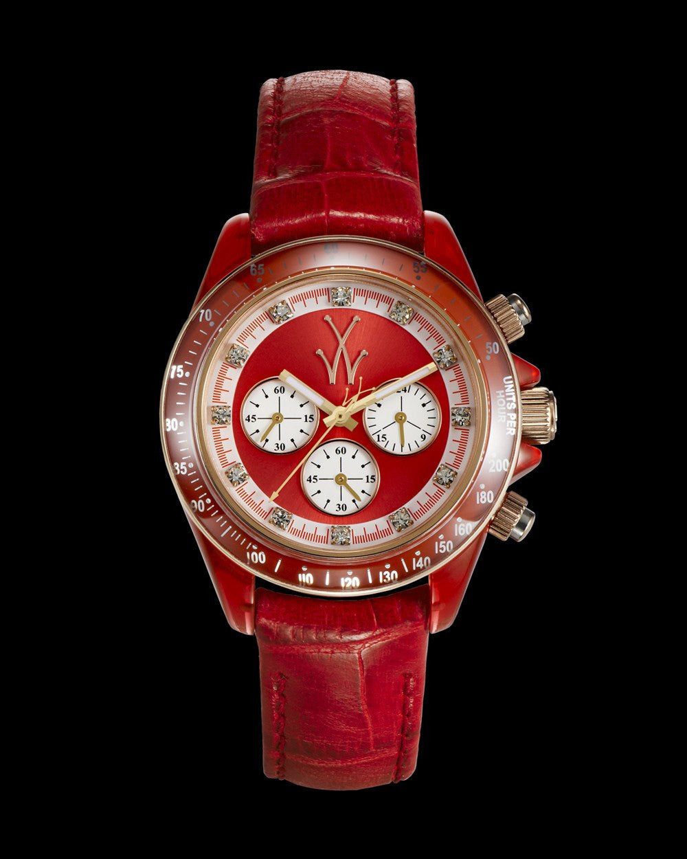 ToyWatch TOYGLASS RED watch with red silicone strap and round dial, showcasing a stylish and modern design.