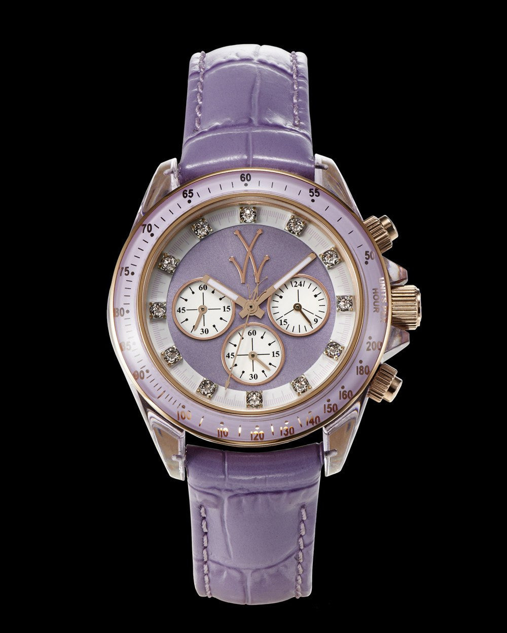 ToyWatch ToyGlass Lilac watch with a sleek lilac strap and round dial, showcasing modern design and stylish craftsmanship.