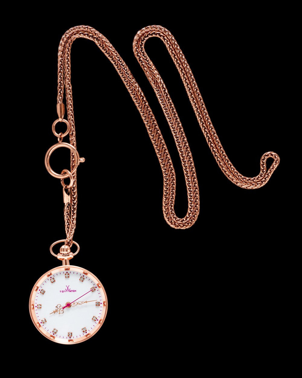 ToyWatch TOYSWING white watch with stones, featuring a sleek design and decorative stones on the dial, shown from the front.