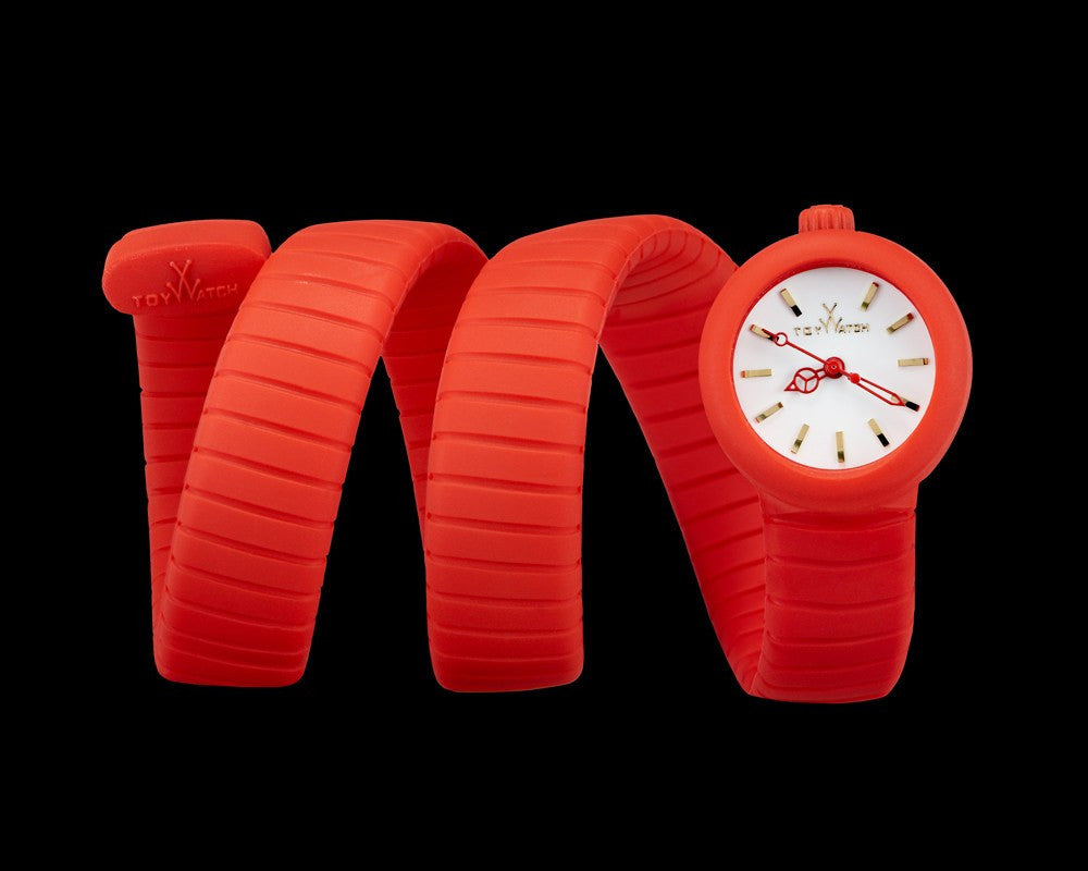 Red ToyWatch ToyViper watch with sleek design and vibrant strap, featuring a round dial and modern style.