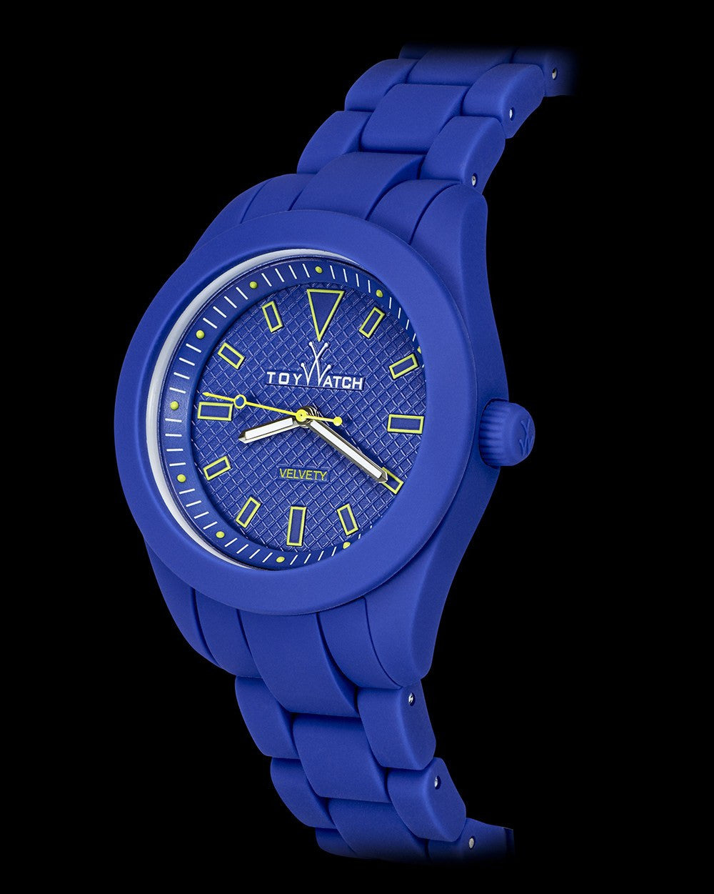 ToyWatch VELVETY BLUE watch with a sleek blue strap and round dial, showcasing a stylish and modern wristwatch design.