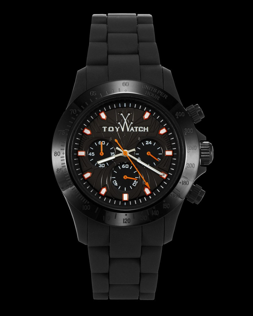 ToyWatch Velvety Chrono Maori Limited Edition watch with black dial and leather strap, showcasing a sleek, modern design.