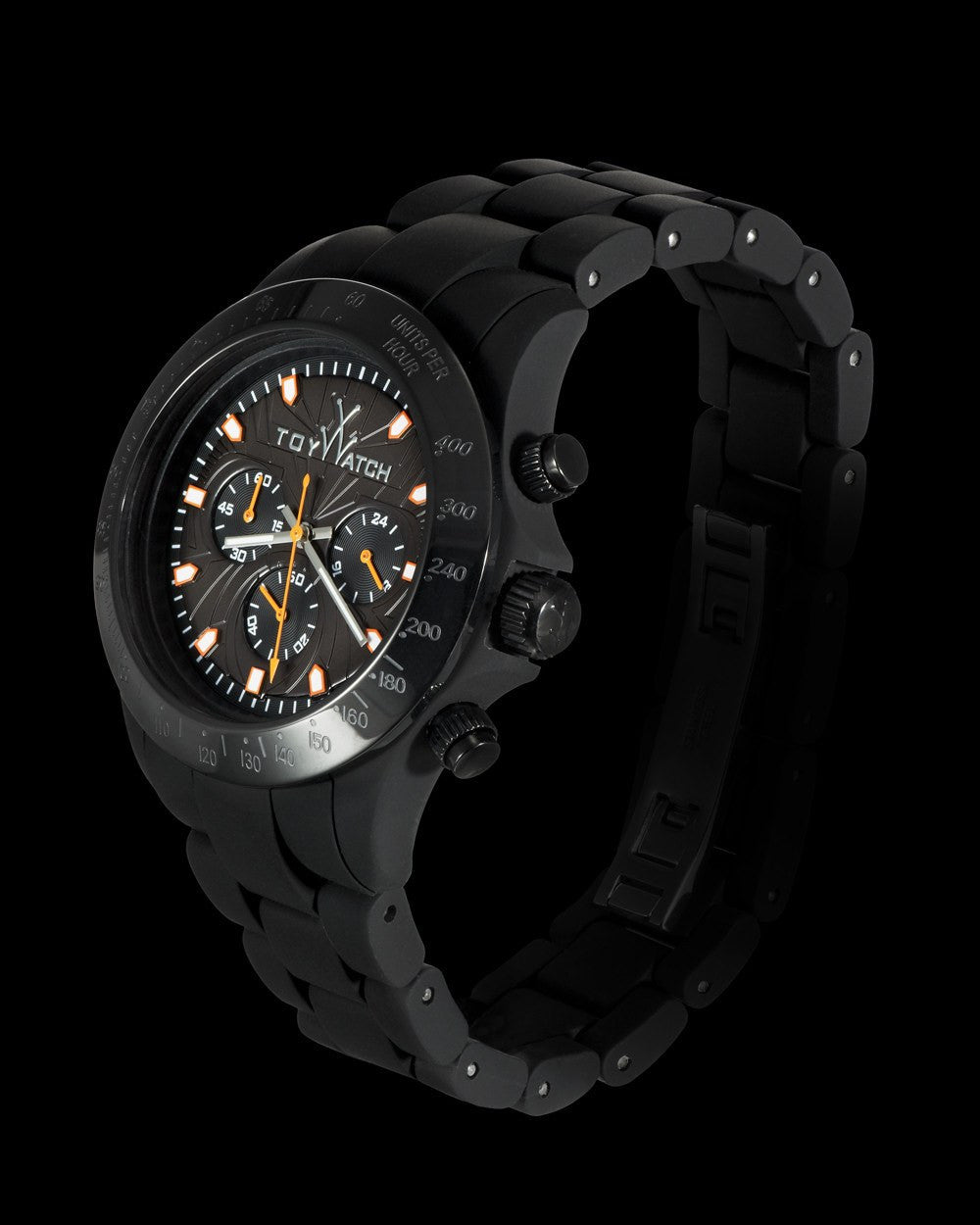 ToyWatch Velvety Chrono Maori Limited Edition watch with black strap and sleek silver dial.